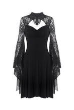 Load image into Gallery viewer, Gothic flower neck lace mesh sleeves dress DW280 - Gothlolibeauty