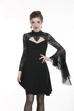 Load image into Gallery viewer, Gothic flower neck lace mesh sleeves dress DW280 - Gothlolibeauty