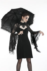 Gothic flower neck lace mesh sleeves dress DW280 - Gothlolibeauty