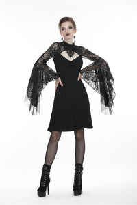 Gothic flower neck lace mesh sleeves dress DW280 - Gothlolibeauty