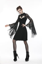 Load image into Gallery viewer, Gothic flower neck lace mesh sleeves dress DW280 - Gothlolibeauty