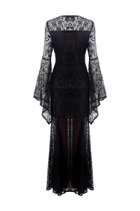 Gothic elegant red velvet lace long dress DW286 - Gothlolibeauty