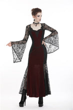 Load image into Gallery viewer, Gothic elegant red velvet lace long dress DW286 - Gothlolibeauty