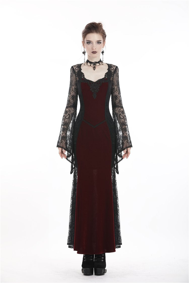 gothic red velvet dress Bordeaux Velvet Gothabilly Dress
