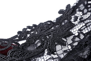 Gothic elegant red velvet lace long dress DW286 - Gothlolibeauty