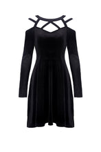 Load image into Gallery viewer, Black punk sexy velvet women dress DW287 - Gothlolibeauty