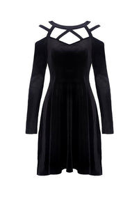 Black punk sexy velvet women dress DW287 - Gothlolibeauty