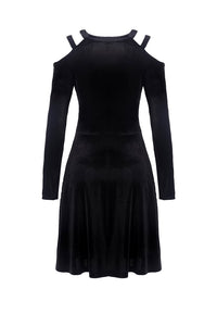 Black punk sexy velvet women dress DW287 - Gothlolibeauty