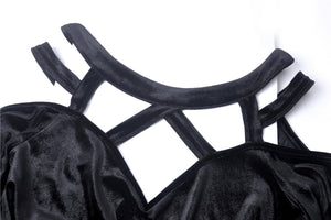 Black punk sexy velvet women dress DW287 - Gothlolibeauty