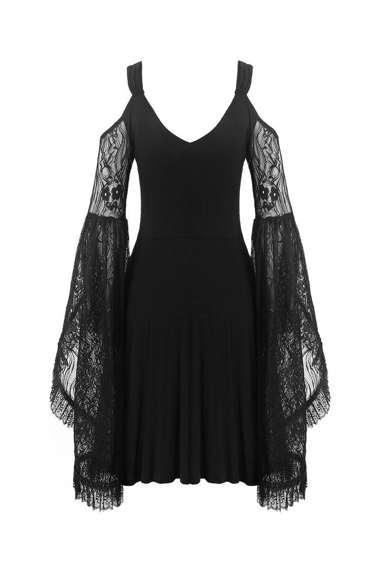 Gothic lace up chest dress with big lace sleeves DW289 – DARK IN LOVE