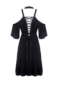 Punk off shoulder sexy dress with back lace up DW304 - Gothlolibeauty