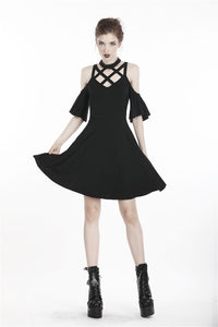 Punk off shoulder sexy dress with back lace up DW304 - Gothlolibeauty