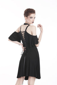 Punk off shoulder sexy dress with back lace up DW304 - Gothlolibeauty