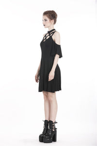 Punk off shoulder sexy dress with back lace up DW304 - Gothlolibeauty