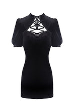 Load image into Gallery viewer, Black lady vintage lace up chest bodycon dress DW308 - Gothlolibeauty