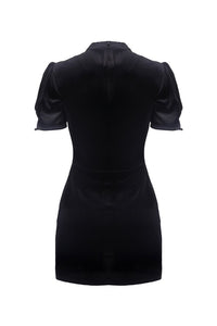 Black lady vintage lace up chest bodycon dress DW308 - Gothlolibeauty