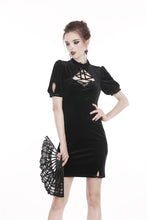 Load image into Gallery viewer, Black lady vintage lace up chest bodycon dress DW308 - Gothlolibeauty