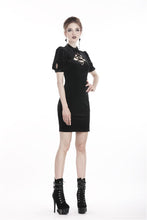 Load image into Gallery viewer, Black lady vintage lace up chest bodycon dress DW308 - Gothlolibeauty