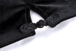 Black lady vintage lace up chest bodycon dress DW308 - Gothlolibeauty