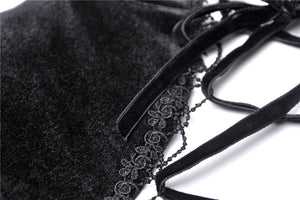 Black lady vintage lace up chest bodycon dress DW308 - Gothlolibeauty