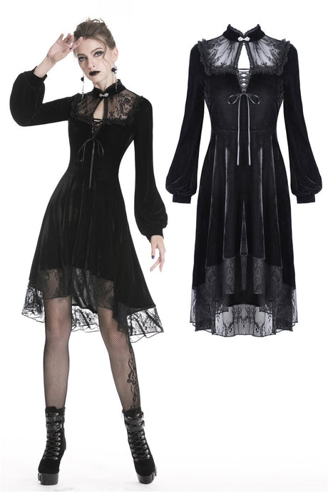 Black women velvet sexy goth dress DW325 - Gothlolibeauty