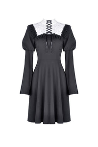 Cute goth outfits chiffon dress with white lace up chest DW328 - Gothlolibeauty