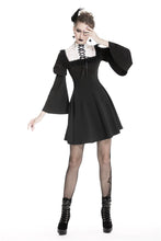Load image into Gallery viewer, Cute goth outfits chiffon dress with white lace up chest DW328 - Gothlolibeauty