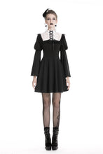 Load image into Gallery viewer, Cute goth outfits chiffon dress with white lace up chest DW328 - Gothlolibeauty