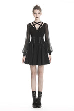 Load image into Gallery viewer, Black punk alternative star homecoming dresses DW330 - Gothlolibeauty