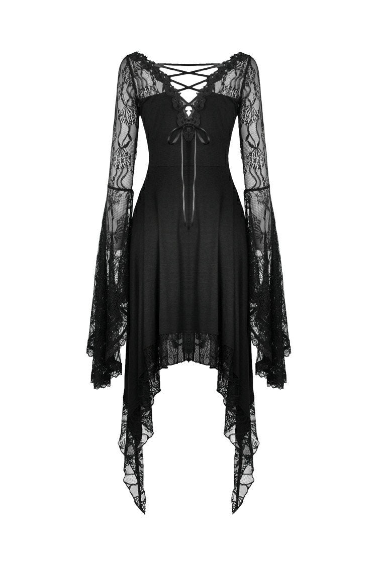 Gothic lady hollow chest with flower dress with lacey sleeves DW342 ...