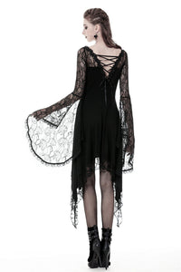 Gothic lady hollow chest with flower dress with lacey sleeves DW342 - Gothlolibeauty