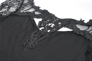 Gothic lady hollow chest with flower dress with lacey sleeves DW342 - Gothlolibeauty
