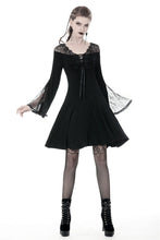 Load image into Gallery viewer, Women black prom dress with sexy lacey shoulders DW344 - Gothlolibeauty