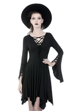 Load image into Gallery viewer, Gothic modol lace up chest midi dress DW345 - Gothlolibeauty