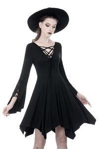 Gothic modol lace up chest midi dress DW345 - Gothlolibeauty