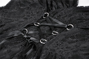 Gothic Japanese lace dress with kimono neck DW347