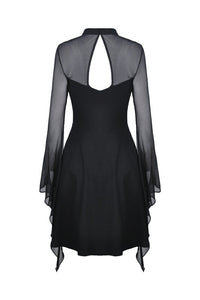Punk mesh horn long sleeves midi dress  DW354 - Gothlolibeauty