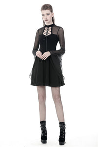 Punk mesh horn long sleeves midi dress  DW354 - Gothlolibeauty
