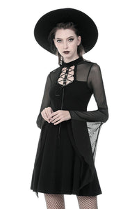 Punk mesh horn long sleeves midi dress  DW354 - Gothlolibeauty