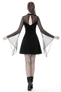 Punk mesh horn long sleeves midi dress  DW354 - Gothlolibeauty