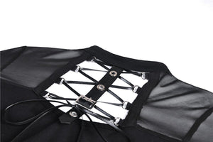Punk mesh horn long sleeves midi dress  DW354 - Gothlolibeauty