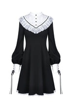 Load image into Gallery viewer, Ladies black lolita dress with white inverted triangle lace front  DW355