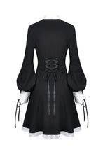 Load image into Gallery viewer, Ladies black lolita dress with white inverted triangle lace front  DW355