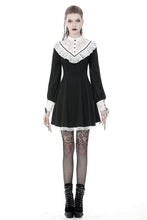 Load image into Gallery viewer, Ladies black lolita dress with white inverted triangle lace front  DW355