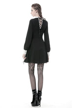 Load image into Gallery viewer, Gothic vintage black dress with a big white skull cross front DW356