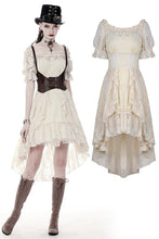Load image into Gallery viewer, Steampunk beige cocktail short sleeves dress DW358