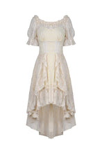 Load image into Gallery viewer, Steampunk beige cocktail short sleeves dress DW358