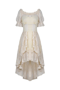Steampunk beige cocktail short sleeves dress DW358