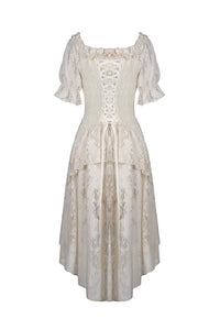 Steampunk beige cocktail short sleeves dress DW358