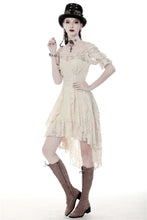Load image into Gallery viewer, Steampunk beige cocktail short sleeves dress DW358